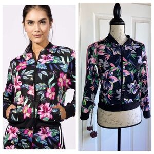 Adidas Youth Tropical Floral Full Zip Track Jacket Girls Sz Large Kids Big Girl